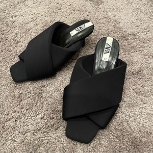 Zara crisscross heeled mules